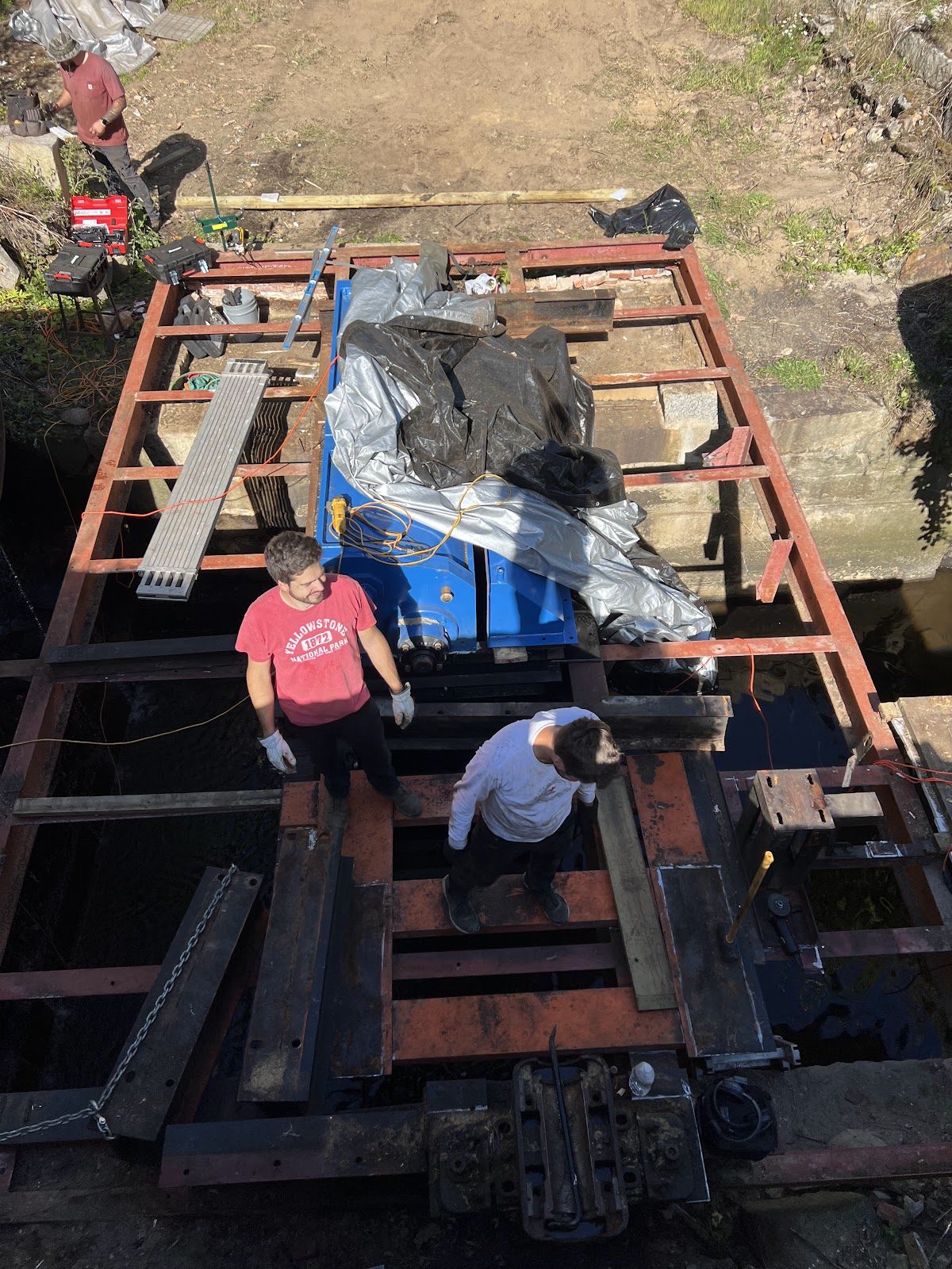 Removing the old timber deck.