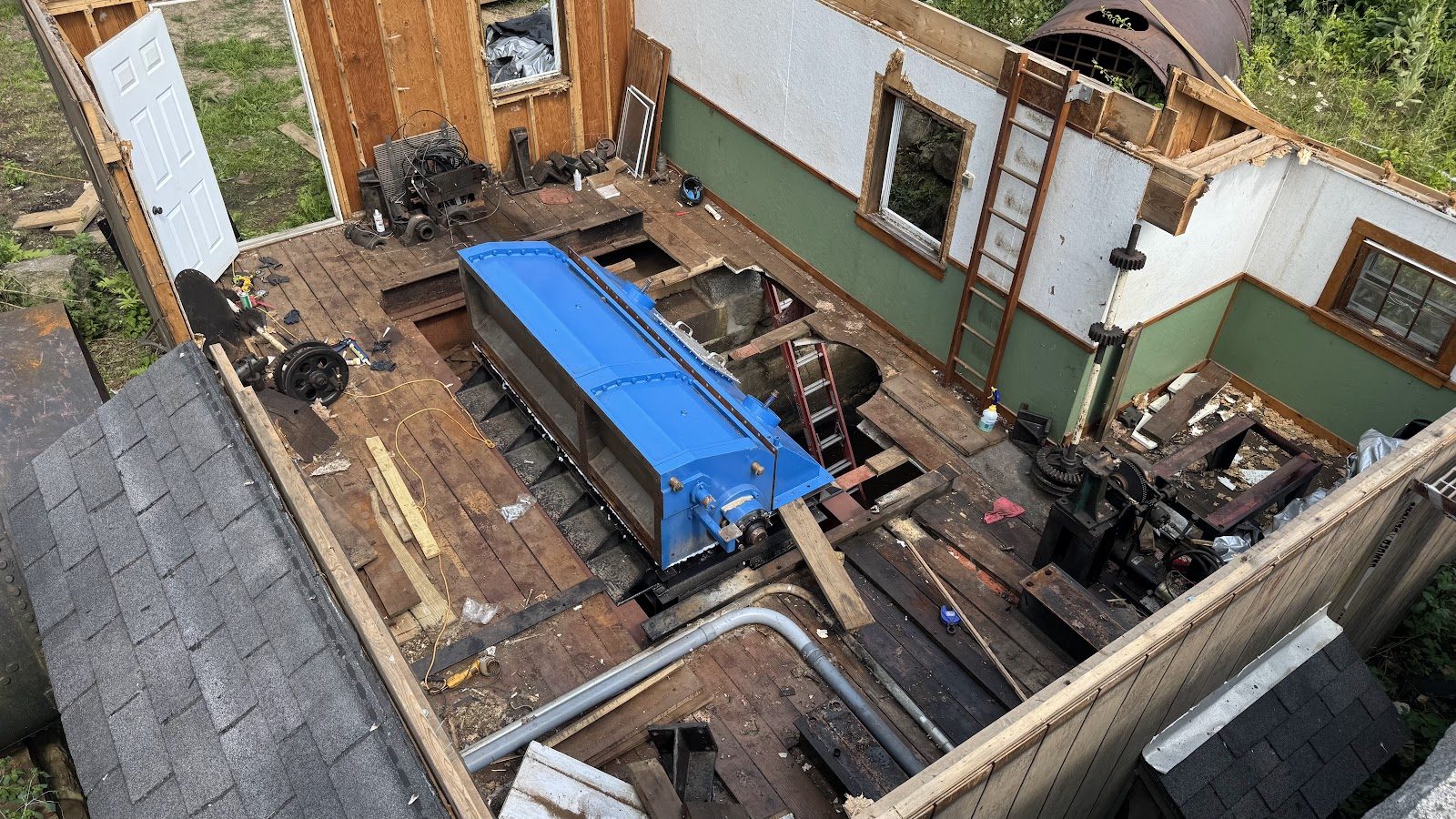 The new unit lowered into its permanent home.