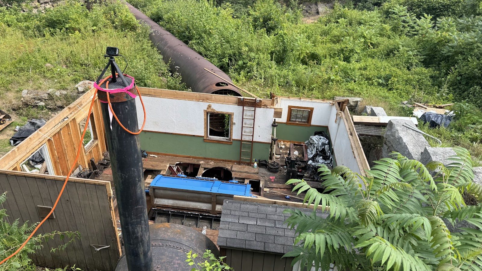 The site from above at day's end.