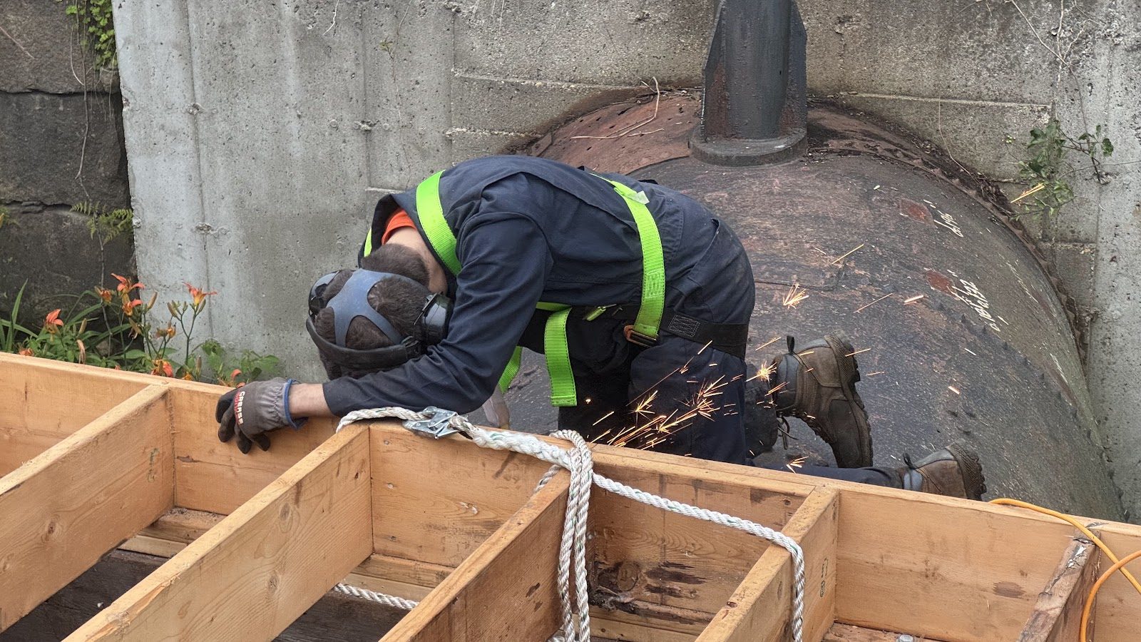 Welding at the penstock face.