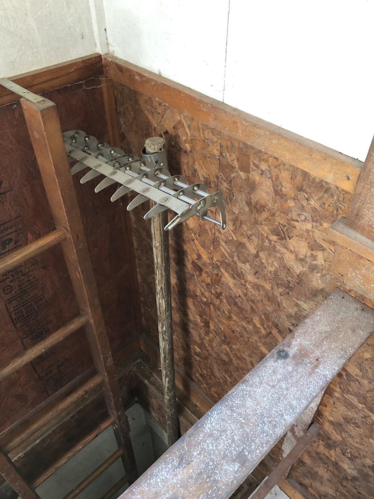 Inside the wooden intake works.