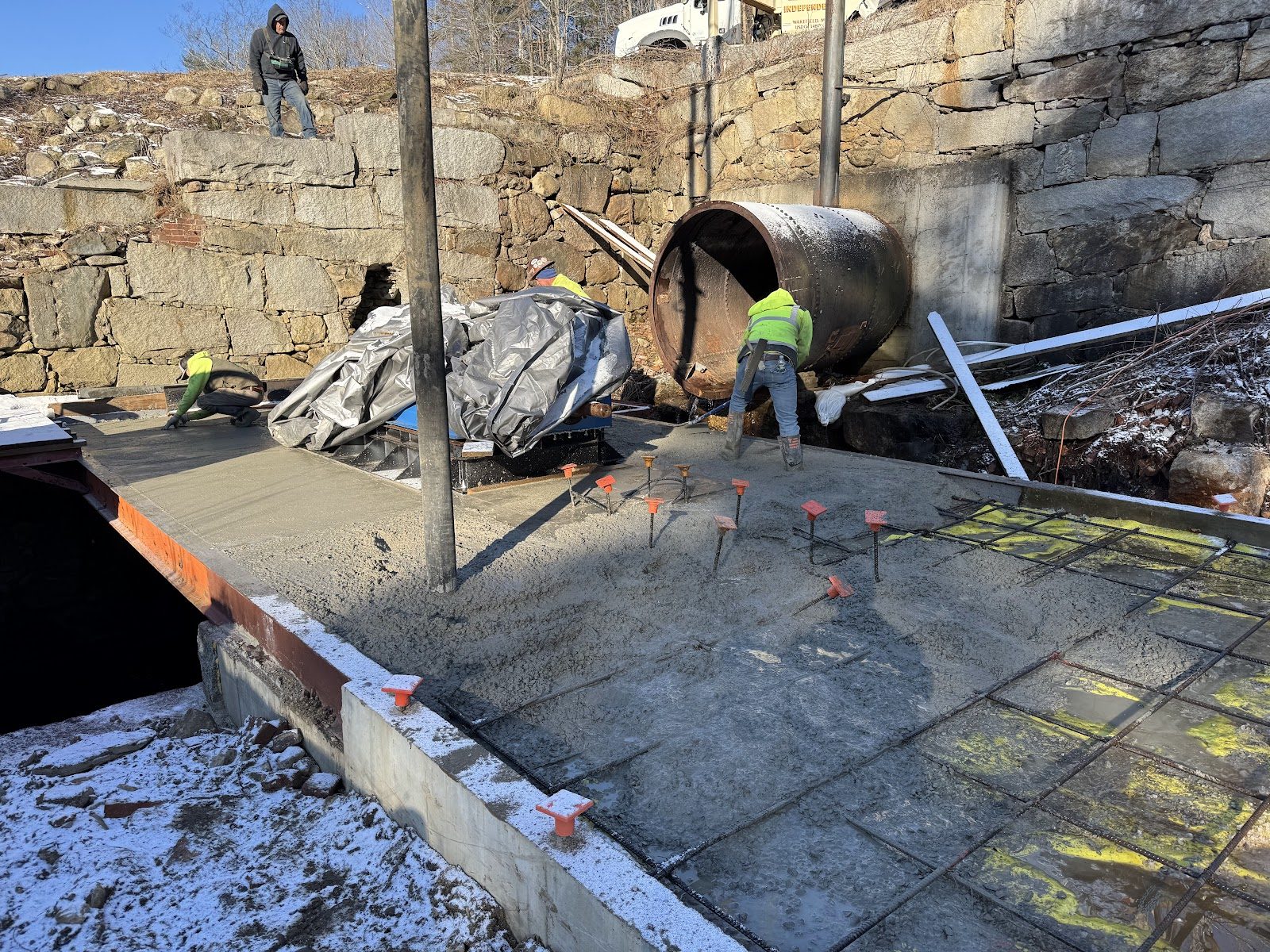 Spring concrete work around the intake.