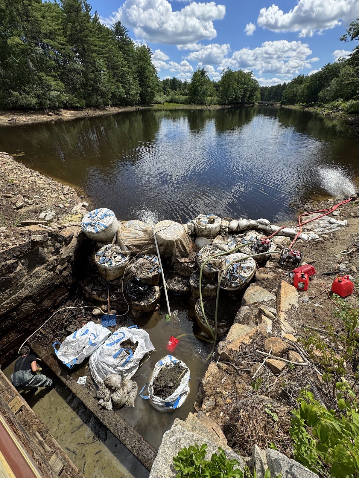 The coffer dam and pond, holding steady.