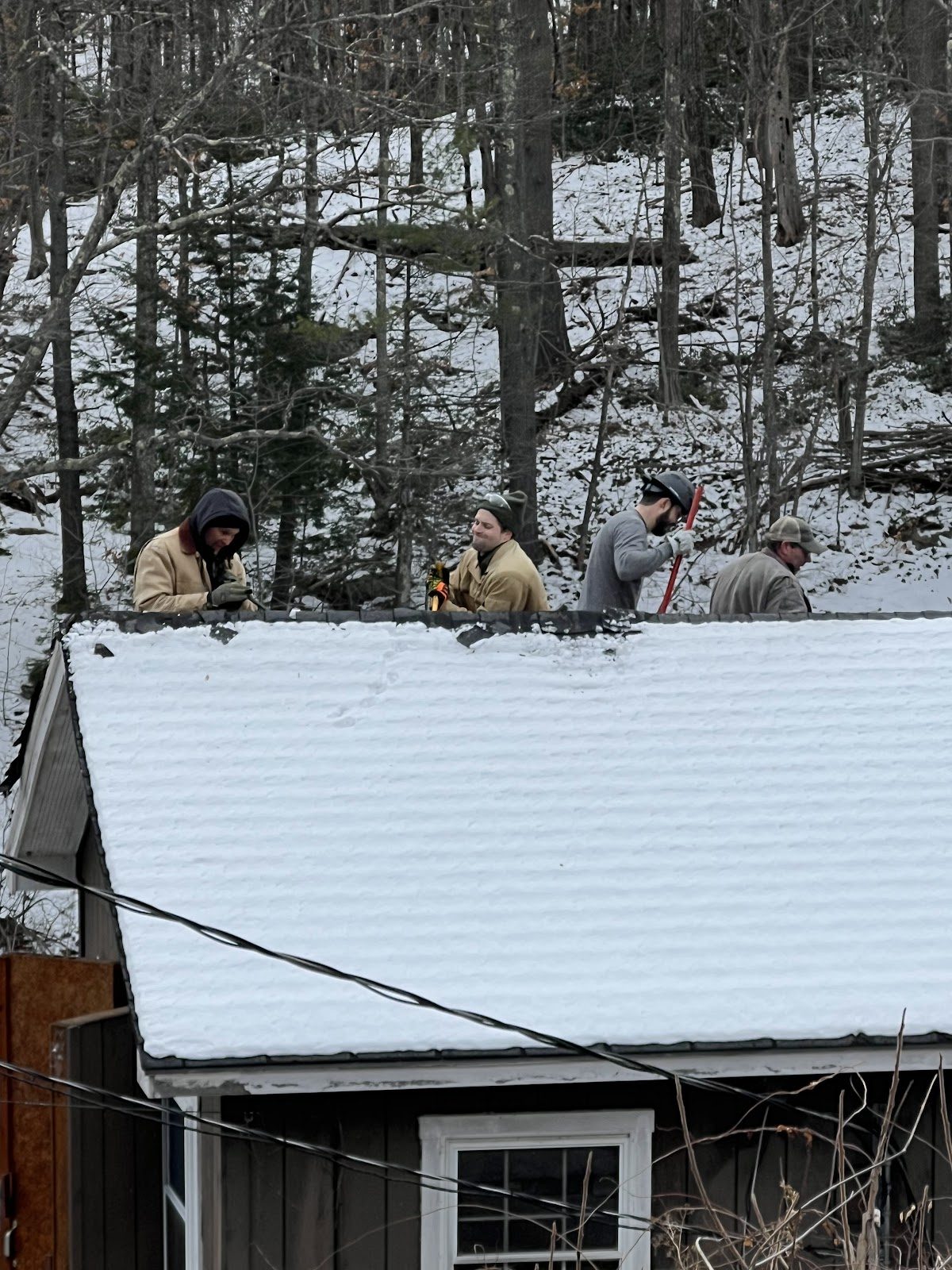 Crew at work on the roof.