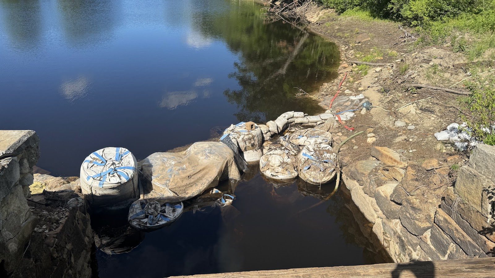 The pond at the coffer dam line.