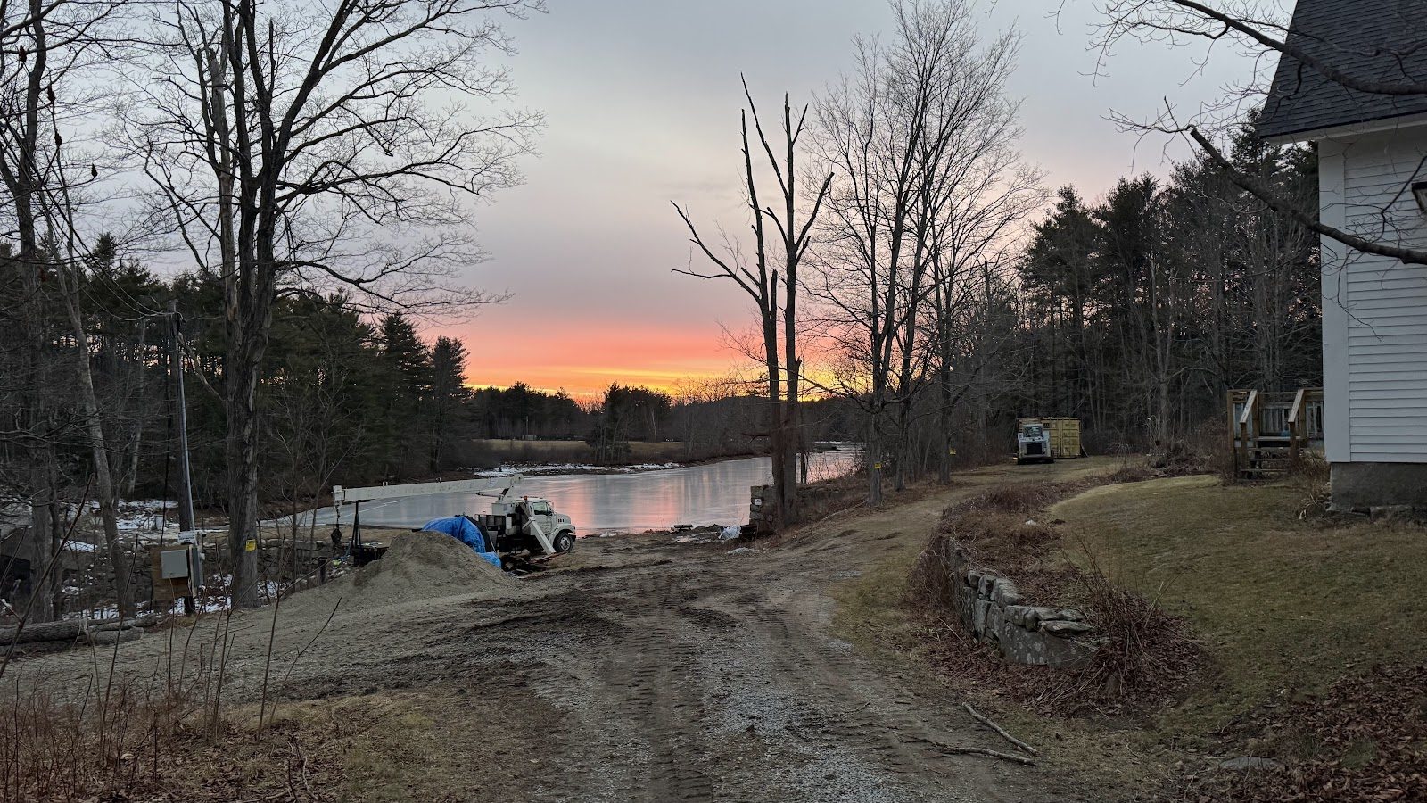 Winter sunset over Waterloom Pond.